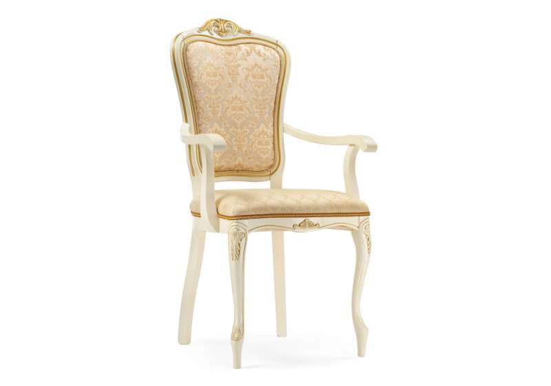 Стул деревянный Руджеро патина слоновая кость с золотой патиной / бежевый (58x56x107). 