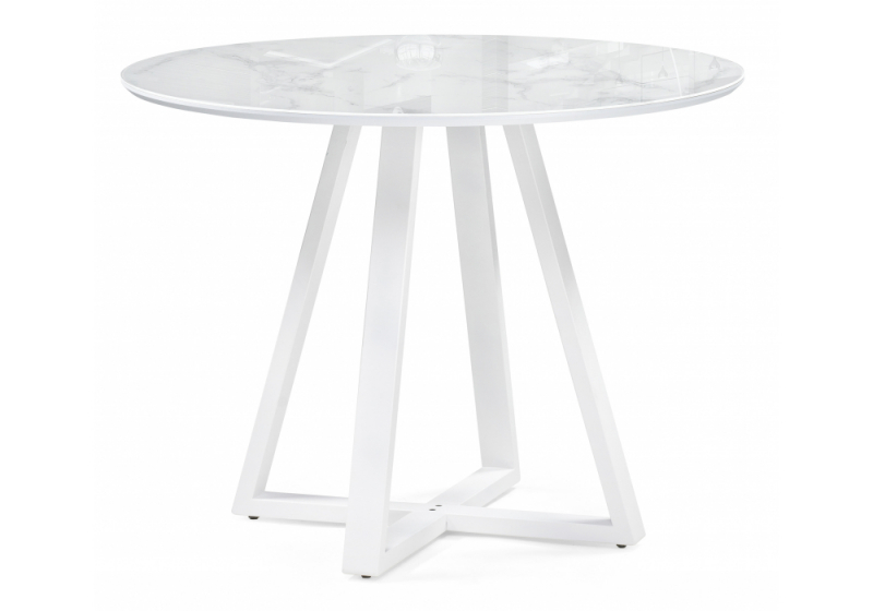Стол стеклянный Норфолк 100 белый мрамор / белый (100x78). 