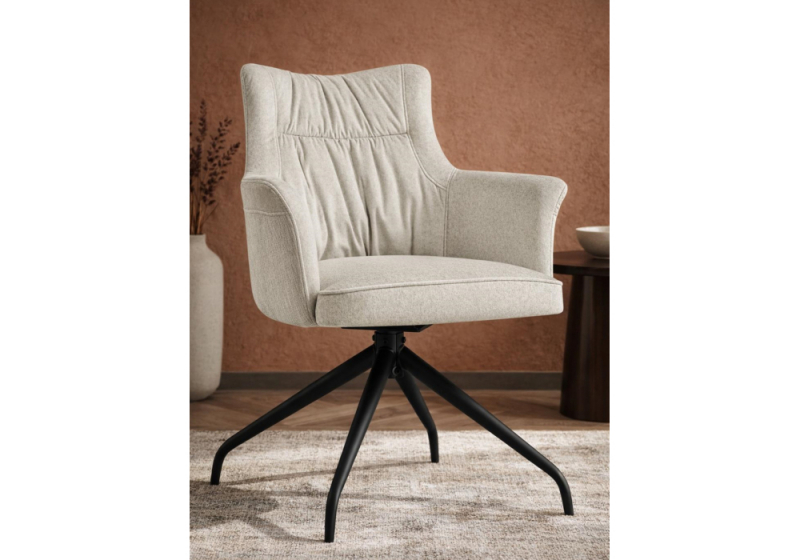 Стул на металлокаркасе Kaser 360 крутящийся ivory / black (66x58x84)
