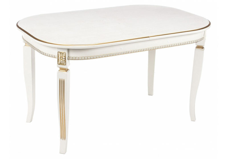 Стол деревянный Romeo молочный с золотой патиной (85x54x75). 