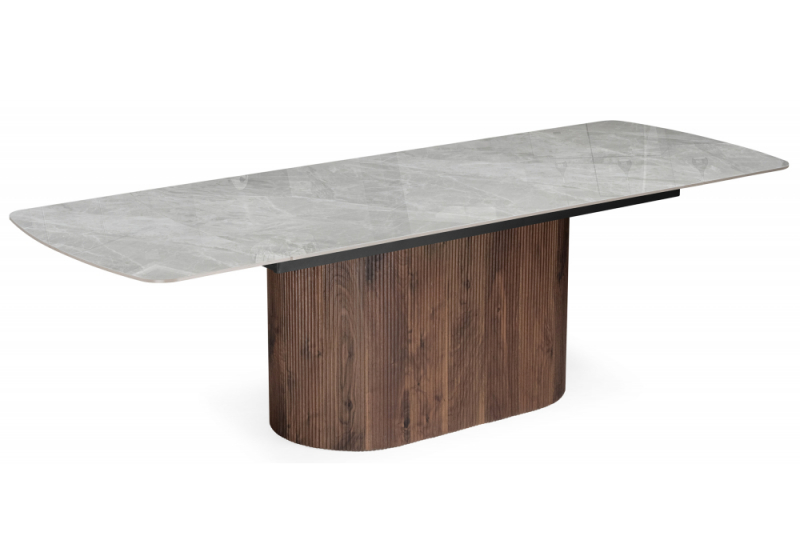 Керамический стол Lagos 160(240)x90 серый / орех (90x77). 