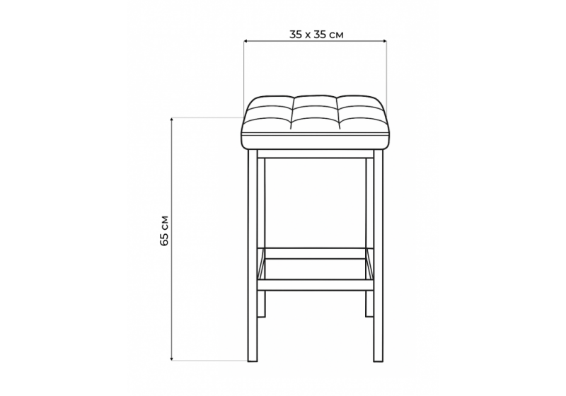 Барный стул Лофт серый (катания сильвер) / черный (35x35x65)