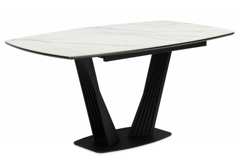 Керамический стол Вейл 160(205)х89 gilt white / черный (89x75). 