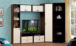 Стенка в гостиную под телевизор Тандем-1 Аруба Венге / Дуб молочный